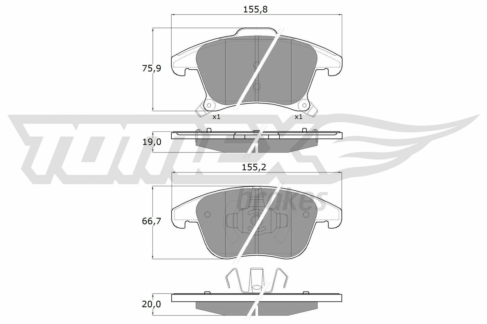 Sada brzdových destiček, kotoučová brzda TOMEX Brakes